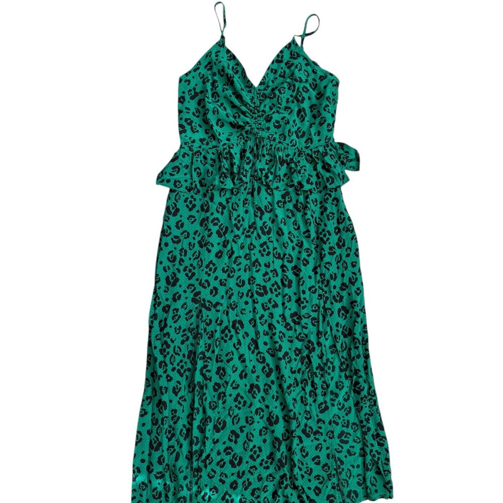 Suboo Leopard Lights Gathered Split Midi‎ Dress G… - image 4